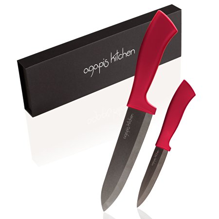 Deluxe Ceramic Knife Set- 4" Paring and 6" Chef Knife in Elegant Magnetic Box
