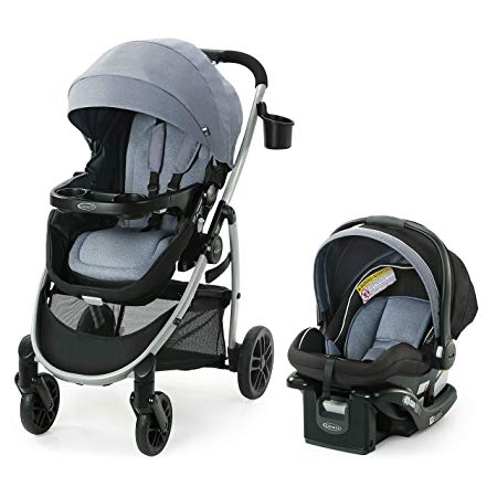 Graco Modes Pramette Travel System | Includes Baby Stroller with True Bassinet Mode, Reversible Seat, One Hand Fold, Extra Storage, Child Tray and SnugRide 35 Infant Car Seat, Ontario