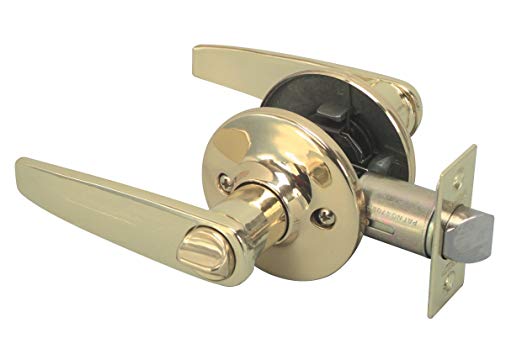 Legend 809058 Blade Style Lever Handle Privacy Bed and Bath Lock Set, US3 Polished Brass Finish