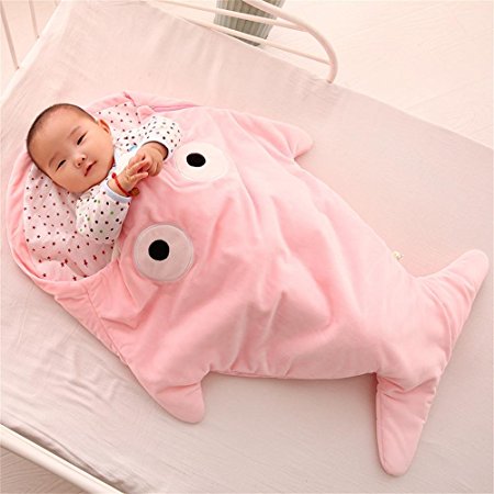 Infant Shark Sleeping Bag,Kosbon Baby Cute Blanket Used in Outdoor Stroller or Air-conditioned Room Summer/Winter Dual Use (Pink)