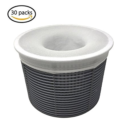 Pool Skimmer Socks, Filter Savers for Baskets and Skimmers, Fine Mesh Screen Sock Liner for Basket Filters (30 Packs)