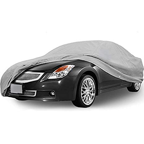SUPERIOR TRUE 100% WATERPROOF CAR COVER COVERS MID SIZE SEDAN - ALL SEASON PROTECTION - GRAY COLOR - 3x PILLOW SOFT INNER COTTON LAYER (FITS LENGTH 190" - 210")