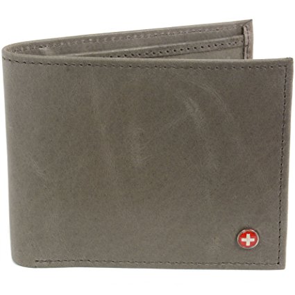 RFID SAFE Alpine Swiss Men's Deluxe Wallet Genuine Leather 14 Pocket ID Bifold