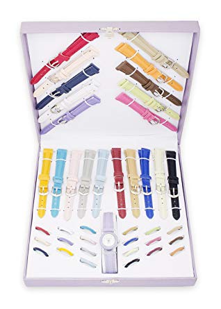 Woman's Watch Gift Set with 21 Interchangeable Faux Leather Bands & Bezels