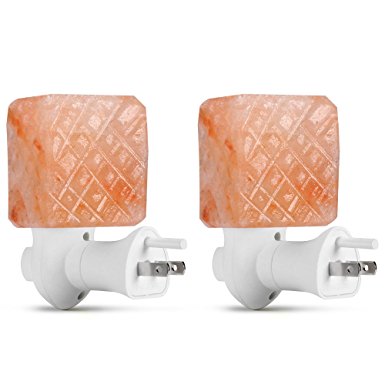 2 Pack GRDE Himalayan Salt Lamp Natural Crystal Salt Night Light with UL Listed Wall Plug for Air Purifying and Nursery Lighting