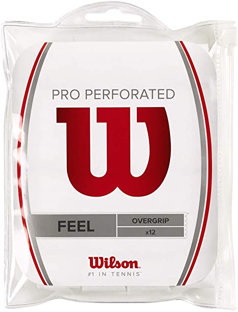 Wilson Pro Overgrip Perforated 12 Pack - White - Tennis - Badminton - Squash