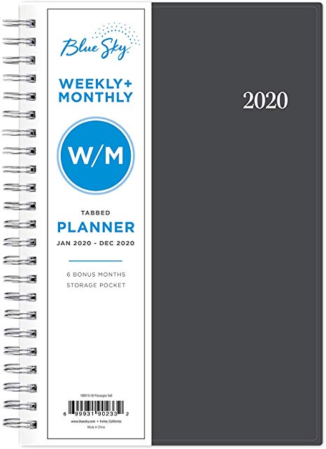 Blue Sky 2020 Weekly & Monthly Planner, Flexible Cover, Twin-Wire Binding, 5" x 8", Passages