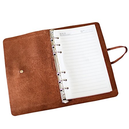 b.still Genuine Leather Notebook Journal Refillable Travel Diary for Men Women, Handmade Vintage, Brown