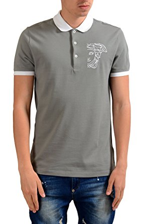 Versace Collection Men's Gray Short Sleeves Polo Shirt US S IT 48