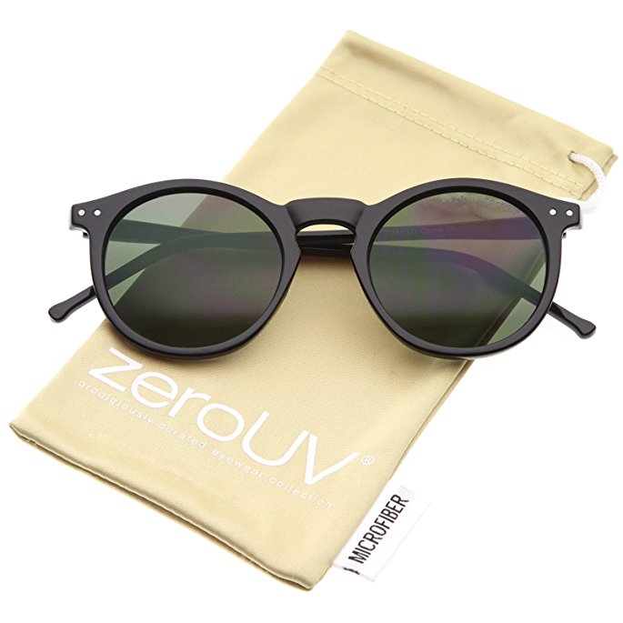 zeroUV - Retro Horn Rimmed Keyhole Nose Bridge P3 Round Sunglasses 49mm