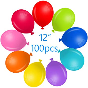 Party Balloons 12 Inches Rainbow Set (100 Pack), Assorted Colored Party Balloons Bulk, Made With Strong Latex, For Helium Or Air Use. Birthday Balloon Arch Supplies, Decoration Accessory TD060B