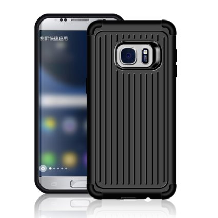 Galaxy S7 Case Guoer Stripe Series Anti-Shock Bump Proof Drop Protection Protective Armor Case Double-Layer Hybrid Defender Cover for Samsung Galaxy S7 Smart Phone Black