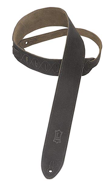 Levy's Leathers MS12-BLK 2" Hand-Brushed Suede Guitar Strap, Black