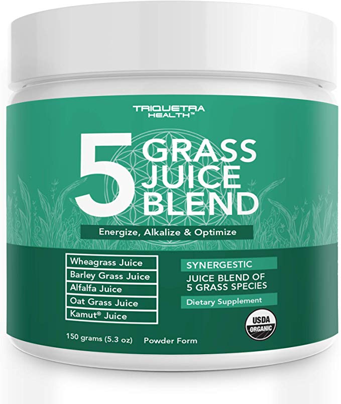 5 Grass Juice Blend | 10x Potency, Raw, Cold-Pressed | Wheatgrass Juice Powder, Barley Grass Juice Powder & 3 Additional Species – Grown in Volcanic Soils of Utah (50 Servings)