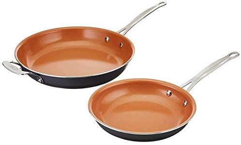 Gotham Steel 2 Piece Frying Pan Set 9.5" and 12.5" Non-stick Copper