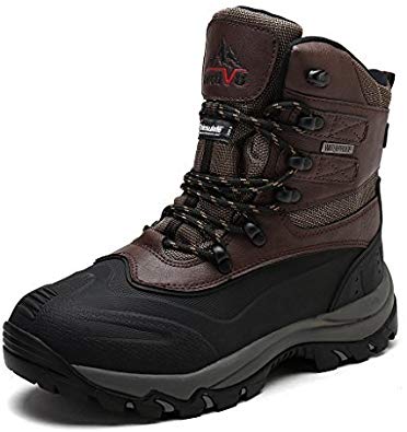 NORTIV 8 Men's Insulated Waterproof Construction Rubber Sole Winter Snow Skii Boots