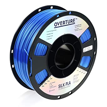 OVERTURE Silk Filament PLA 1.75mm Clog-Free Shiny 3D Printer Consumables, 1kg Spool (2.2lbs), Dimensional Accuracy  /- 0.05 mm, Fit Most FDM Printer,Silk Blue