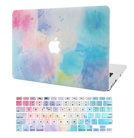 KEC Laptop Case for New MacBook Air 13" Retina (2019/2018, Touch ID) w/ Keyboard Cover Plastic Hard Shell Case A1932 (Rainbow Mist 2)