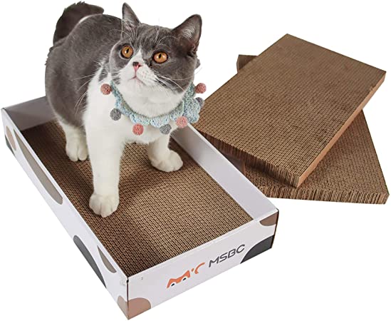 ComSaf Cat Scratcher Cardboard, 3 Layers Design Kitty Cat Scratching Pad Recycle Corrugate Scratcher Cat Scratch Bed Long Lasting