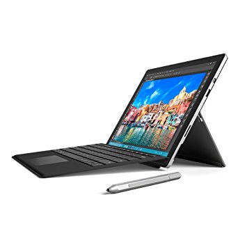 Microsoft Surface Pro 4 12.3 inch Tablet with Pen (Intel Core i5-6300U 2.2 GHz, 4 GB RAM, 128 GB SSD, Integrated Graphics, Windows 10 Pro) and Microsoft Surface Pro 4 Type Keyboard - Black/Silver