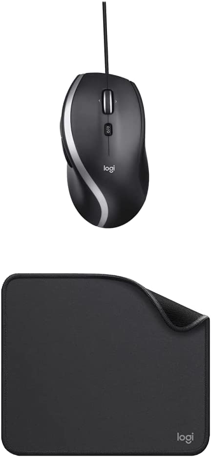 Logitech M500s Advanced Corded Mouse with Advanced Hyper-Fast Scrolling, USB Plug & Play   Logitech Mouse Pad - Studio Series, Computer Mouse Mat, Spill-Resistant Surface