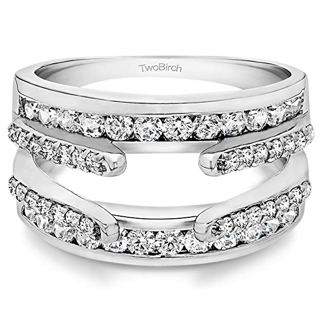 TwoBirch 0.5 Ct. Combination Cathedral and Classic Ring Guard with Diamonds (G,I2) in 10k Gold