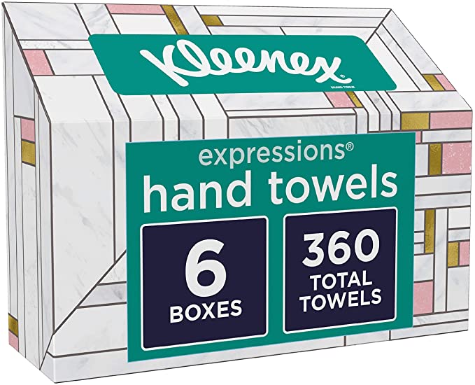 Kleenex Expressions Hand Towels, Single-use Disposable Paper Towels, 6 Boxes, 60 Towels Per Box 360 count