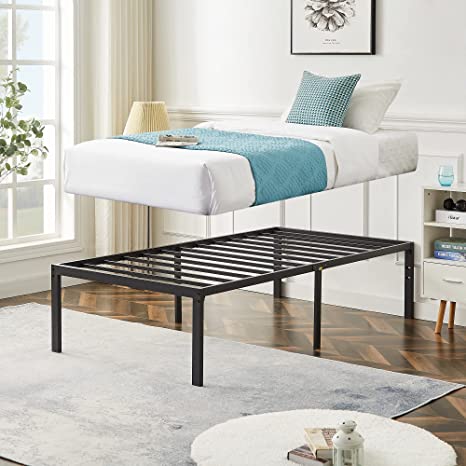 VECELO 18" Twin Metal Platform Bed Frame,Heavy Duty Steel Slat/Easy Assembly Mattress Foundation/No Box Spring Needed