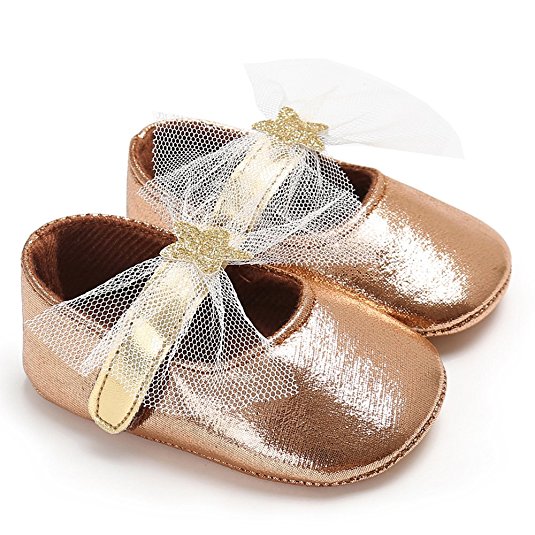 Royirene Newborn Baby Girls Bling PU Leather Soft Sole Anti-slip Infant Prewalker Toddler Sneaker Shoes