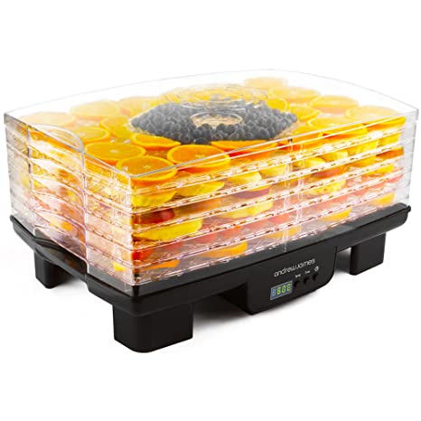 Andrew James Food Dehydrator Machine Digital Food Preserver Snack Dryer | Adjustable Thermostat | Programmable Timer | Stackable Trays for Fruit Vegetables Meat