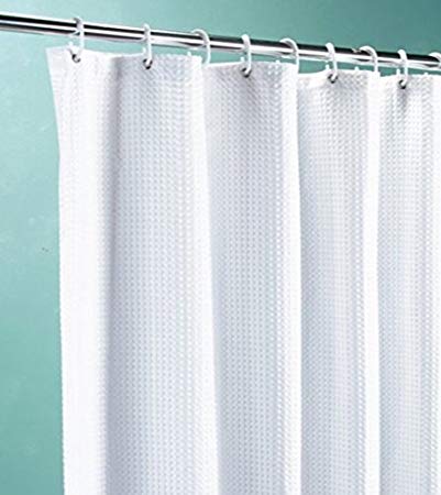 Euroshowers White Waffle Fabric Shower Curtain with Weighted Hem - VARIOUS (180 CM WIDE X 200 CM LONG)