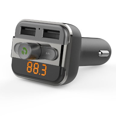 Perbeat Bluetooth Car FM Transmitter with Dual USB Charging,Music Controls & Hands-Free Calling, Works with Apple,Samsung,LG & More Smartphones,Tablet pc,MP3 Players.Supports USB/Micro SD card