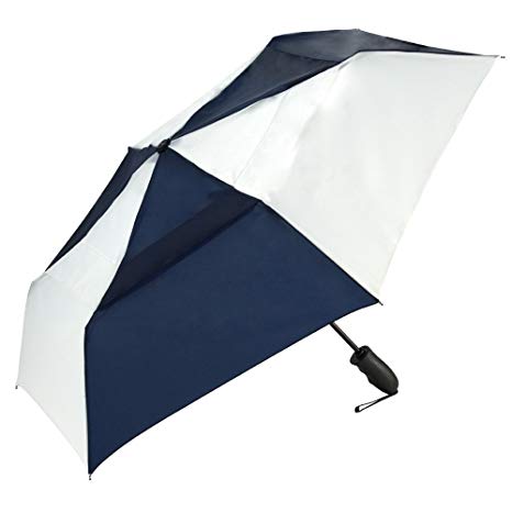 ShedRain Umbrellas Windjammer Vented Auto Open Auto Close Folding Umbrella, Navy/White, One Size