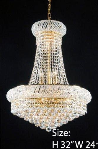 Made with Swarovski Crystal French Empire Crystal Chandeliers Lighting - Great for The Dining Room, Foyer, Living Room! H32" X W24”