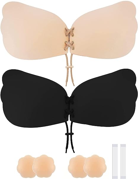 Adhesive Bra, Backless Strapless Bra Push Up, Sticky Invisible Lift Up Bras 4 Pairs