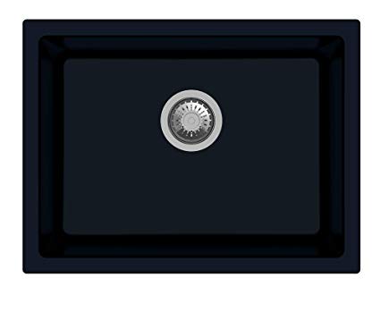 Aquieen Single Bowl Granite, Quartz Kitchen Sink (24 x 18 x 8, Black)