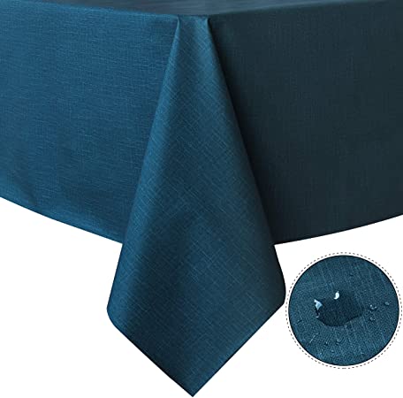 sancua 100% Waterproof Rectangle PVC Tablecloth - 54 x 108 Inch - Oil Proof Spill Proof Vinyl Table Cloth, Wipe Clean Table Cover for Dining Table, Buffet Parties and Camping, Teal