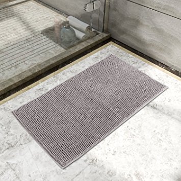 Lifewit Non-slip 20"x32" Microfiber Chenille Bath Mat Bathroom Shower Rug Grey