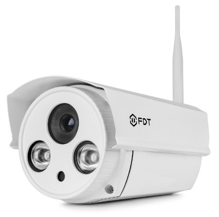 FDT 720P HD WiFi Bullet IP Camera (1.0 Megapixel) Outdoor Wireless Security Camera FD7902 (White), Plug & Play & Nightvision