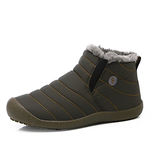 YIRUIYA Mens Anti-Slip Snow Boots With Fully Fur Lined High Top/Low Top