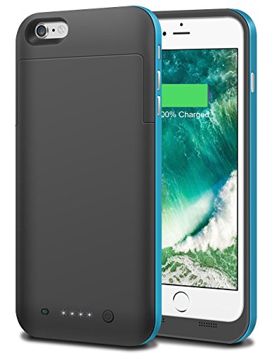 iPhone 6s plus Battery Case Cheeringary 6800mAh Slim External Battery Backup Charger Case Pack Power Bank for iPhone 6 plus (5.5 inch) Rechargeable Battery Case juice pack for Apple 6/6s plus (Blue)