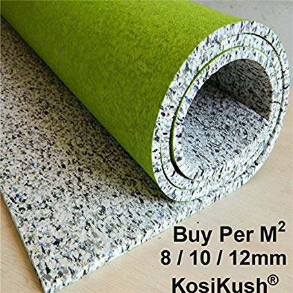 Kosikush Super 8,10, 12mm Thick Luxury cushion Carpet Underlay Made In The UK By Interfloor, Conforms To BS5808:1991. (12mm Thickness, 50m Covers 68.50m2)