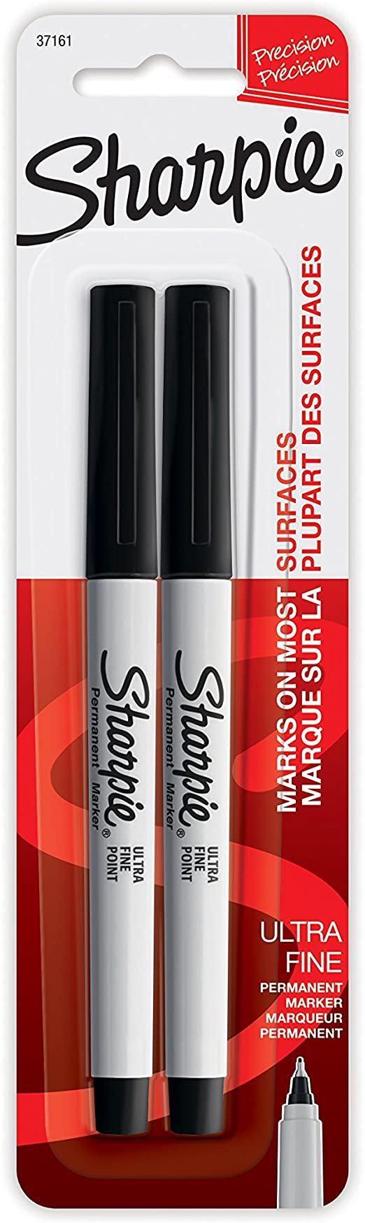 Sharpie Ultra Fine Point Permanent Markers, Black Ink, Resists Fading and Water, Blister Pack with 2 Markers (37161PP)