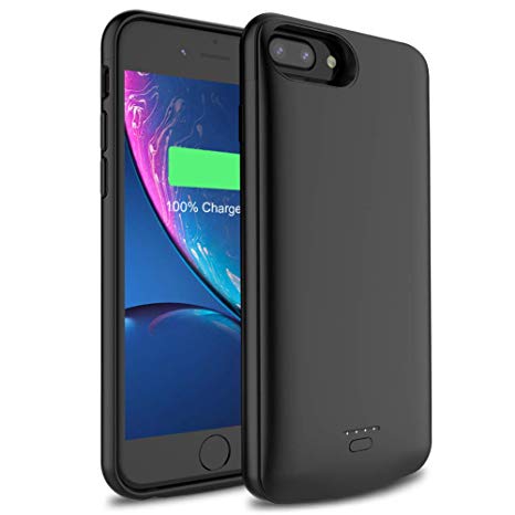 Battery Case for iPhone 6s Plus/6 Plus/7 Plus/8 Plus, Wavypo 5500mAh Extended Rechargeable Charging Case External Portable Power Bank Protective Charger Case (5.5inch)-Black