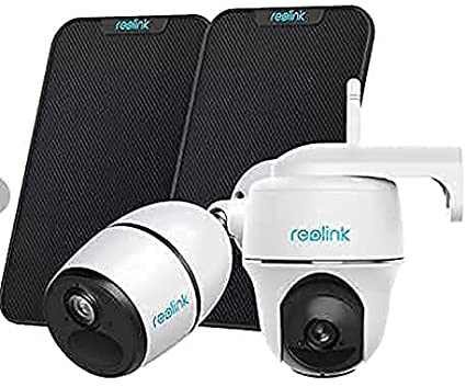 Reolink Argus PT with Solar Panel - Wireless Pan Tilt Solar Powered WiFi Security Camera System Bundle with 3G/4G LTE Reolink Go with Solar Panel