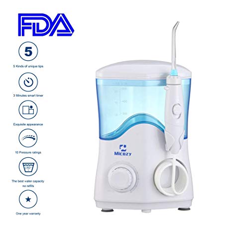 Wotryit Water Dental Flosser 600ml Capacity With 7 Multifunctional Jet Tips For Family,On/Off Button on the Handle,8.28x5.5x4.3in