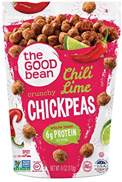 The Good Bean Chickpeas Snacks, Chili Lime, Gluten Free and Non-GMO, 6 Ounce