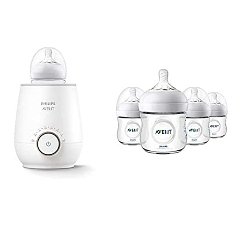 Philips Avent Baby Bottle Warming Bundle with Natural Baby Bottles, 4 Ounce, 4 Pack   Fast Baby Bottle Warmer