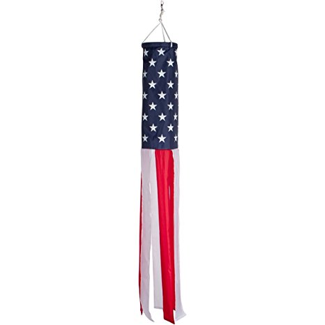 40-inch American Flag Windsock (3.3 Feet). Stars and Stripes Windsocks -- Includes Hanging Clip.
