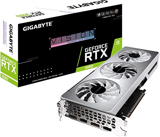 GIGABYTE GeForce RTX 3060 Vision OC 12G Graphics Card, 3X WINDFORCE Fans, 12GB 192-bit GDDR6, GV-N3060VISION OC-12GD Video Card